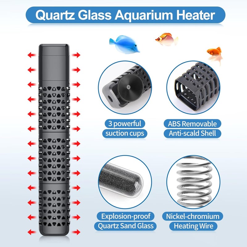 HiTauing Aquarium Heater, Upgraded 200W Fish Tank Heater with Intelligent Leaving Water Automatically Stop Heating and Advanced Temperature Control System, Suitable for Saltwater and Freshwater - Image 3